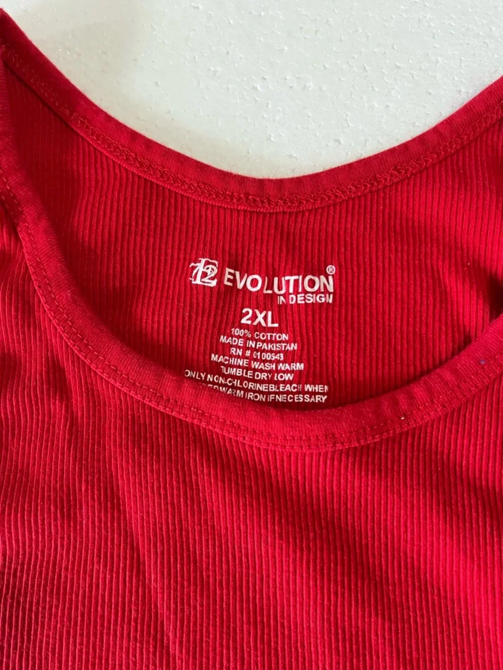 Evolution In Design Red Ribbed Tank - 2XL (M) - Picture 2 of 5